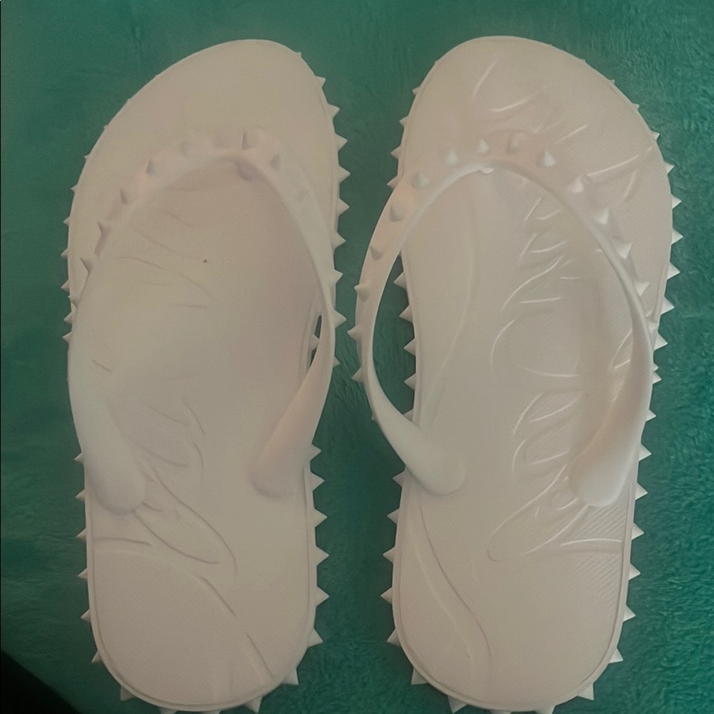 White Spiked Women's Flip Flops